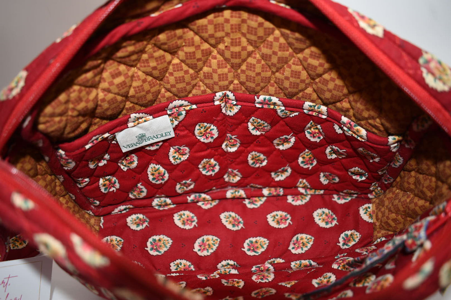Vintage Vera Bradley East West Crossbody Bag in "Red Leaf - 1997" Pattern