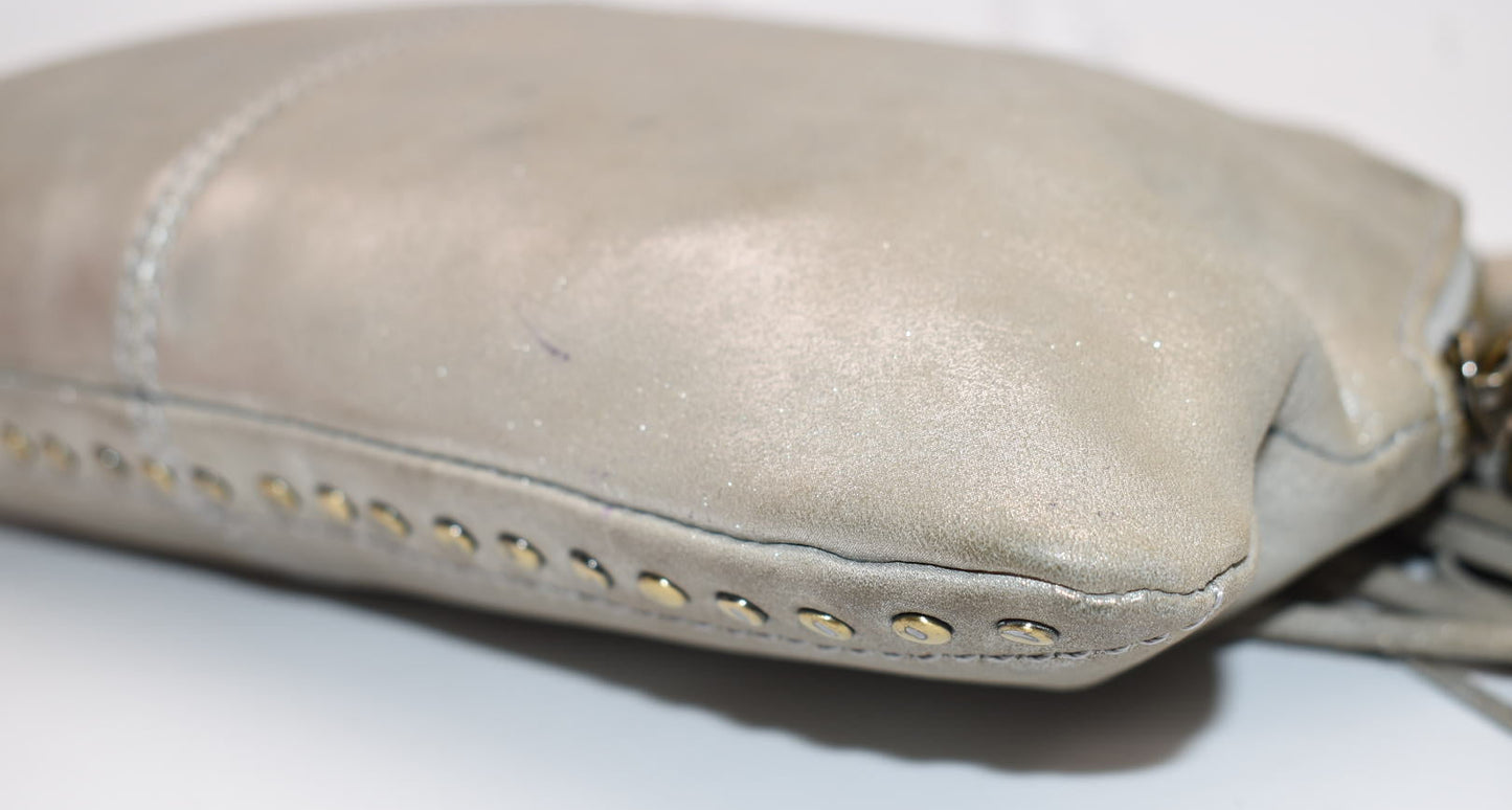 HOBO INTL Sable Whipstitch Tassel Wristlet in Granite Gray Leather