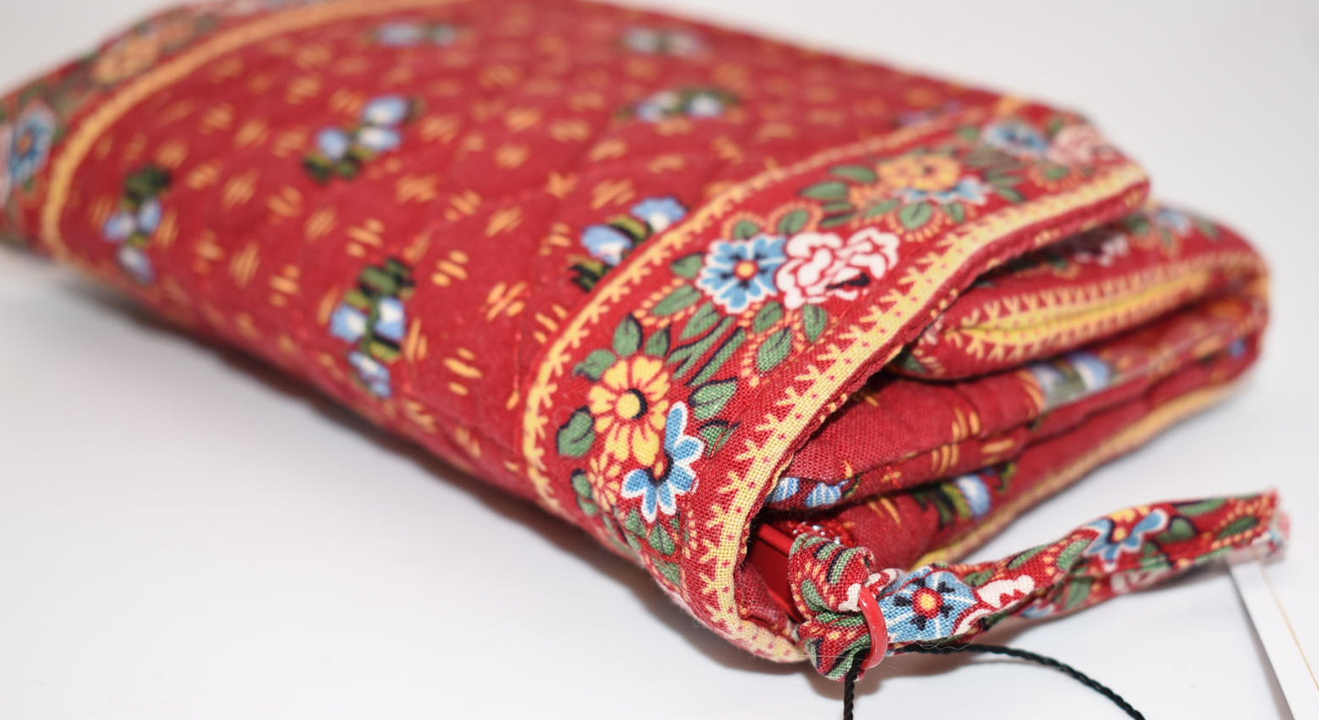 Vintage Vera Bradley Strap Crossbody Wallet in "Provincial Red-2000" Pattern