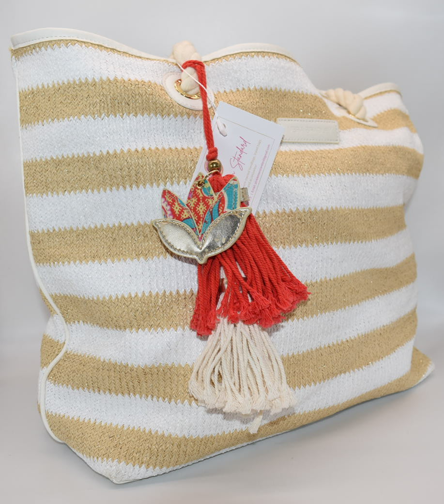 Vera Bradley Woven Neutral Straw Tote Bag