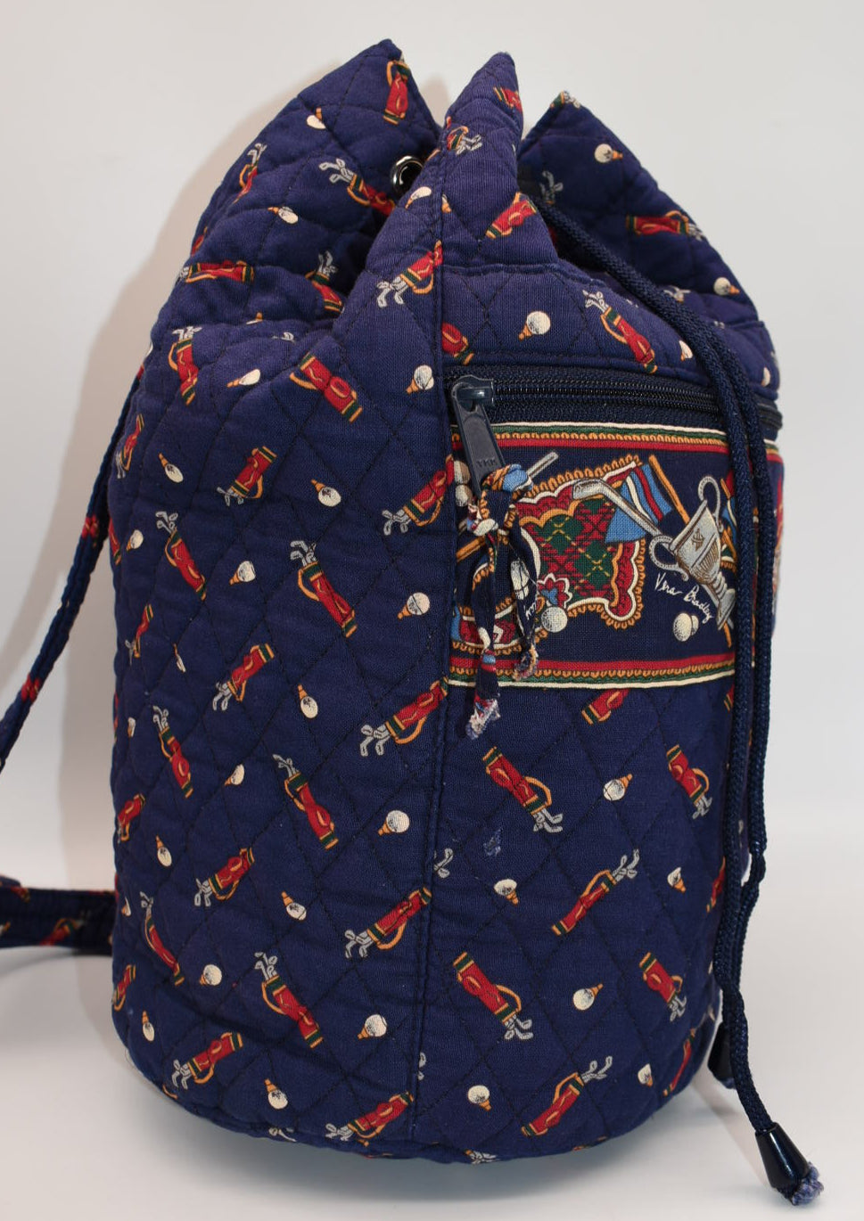 Vintage Vera Bradley Drawstring Sling Bag in "Golf Navy - 1995" Pattern