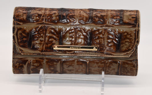 Brahmin Soft Checkbook Wallet in Espresso Orinoco