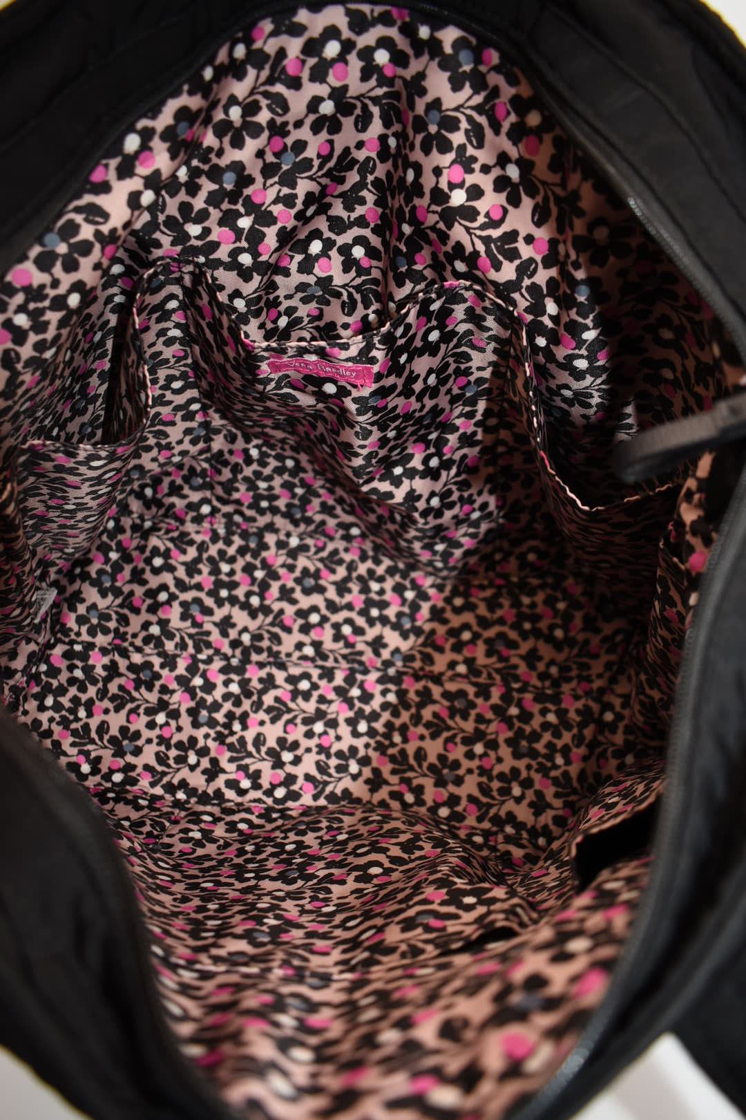 Vera Bradley Large Iconic Microfiber Vera Tote Bag in Black