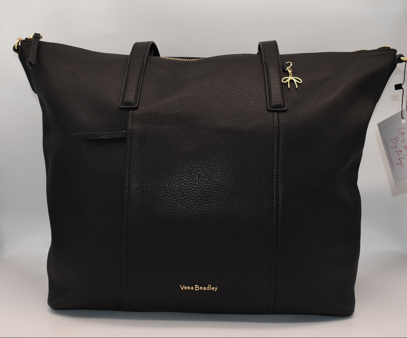 Vera Bradley Large Leather Charlie Tote Bag in Black