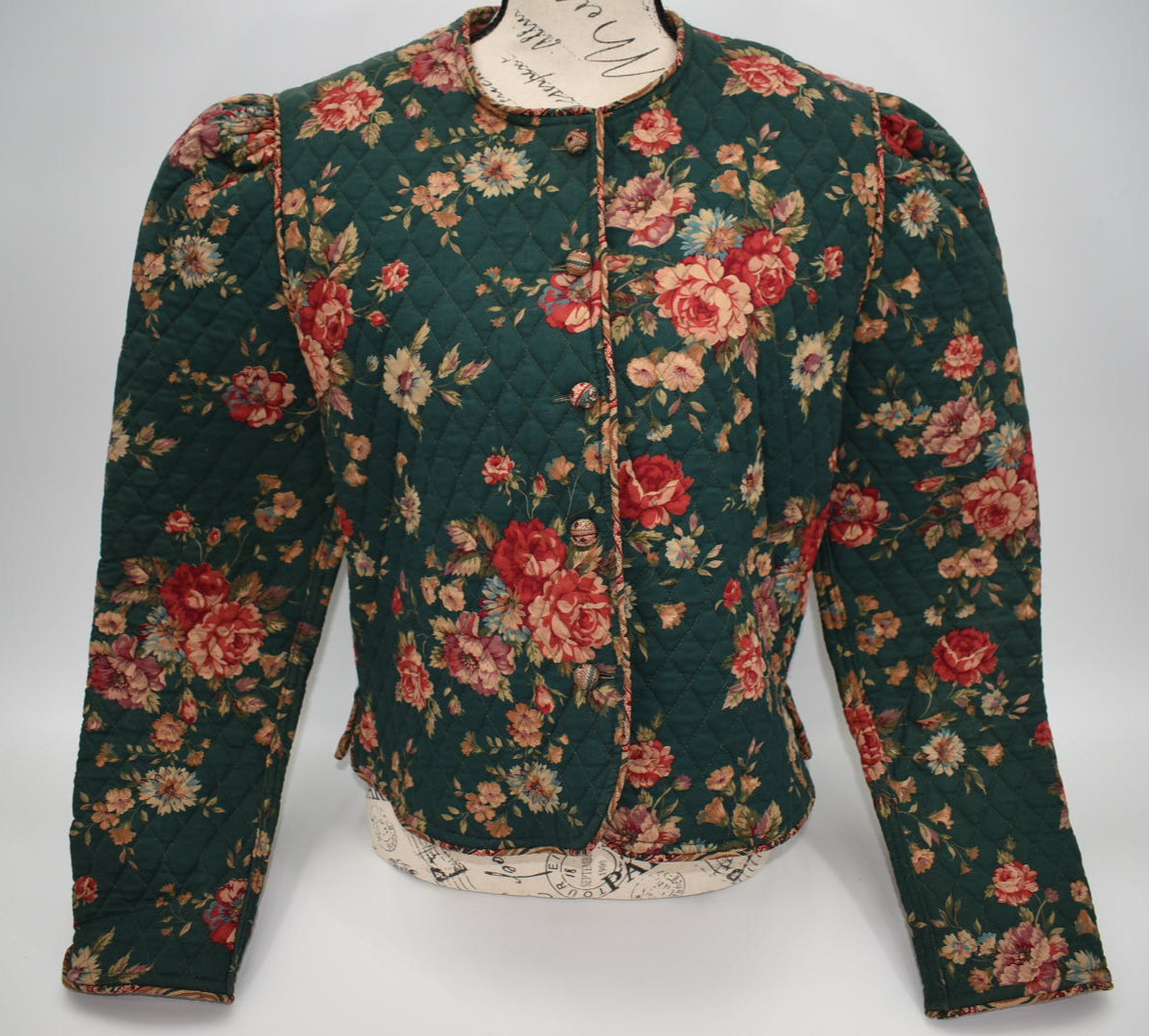 Vintage Vera Bradley Large Cropped Jacket in "Greenbriar- 1987" Pattern