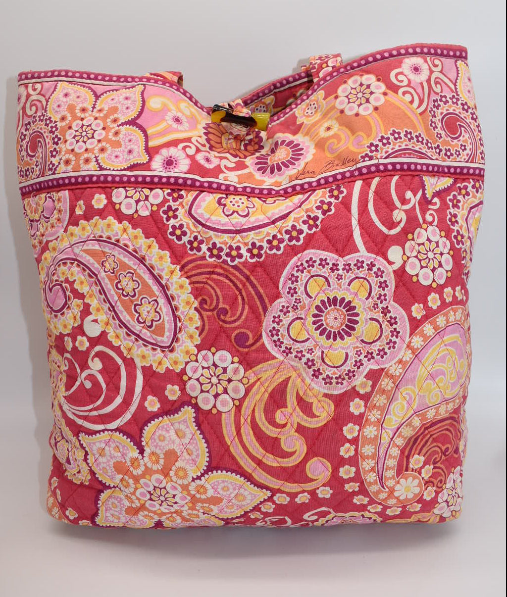 Vera Bradley Quilted Cotton Tote Bag in "Raspberry Fizz" Pattern