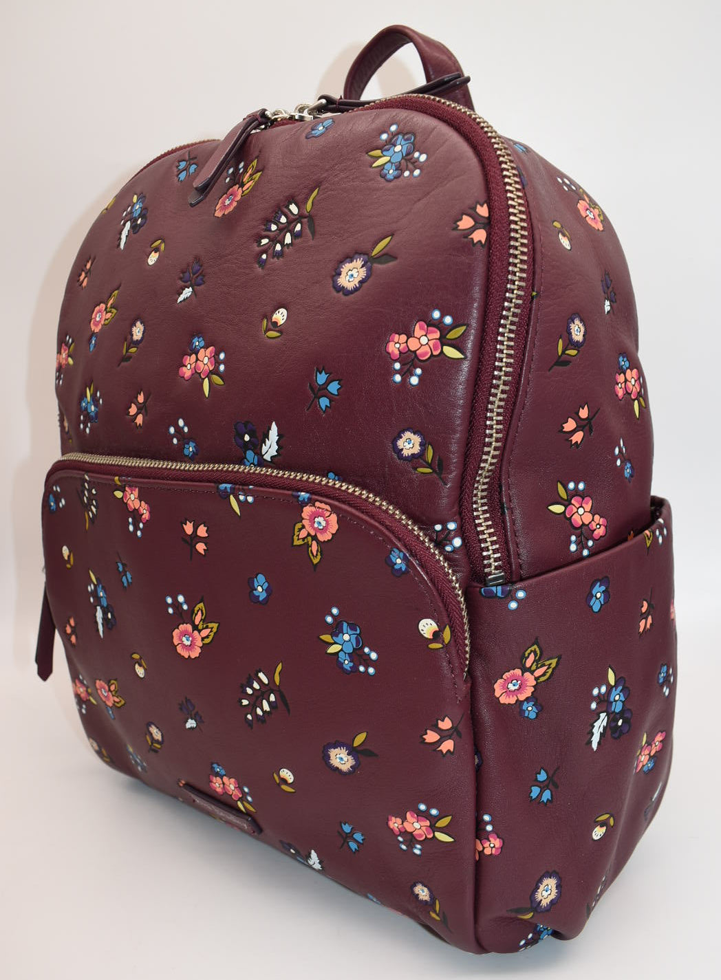 Vera Bradley Leather Carryall Backpack in "Mulled Wine" Pattern