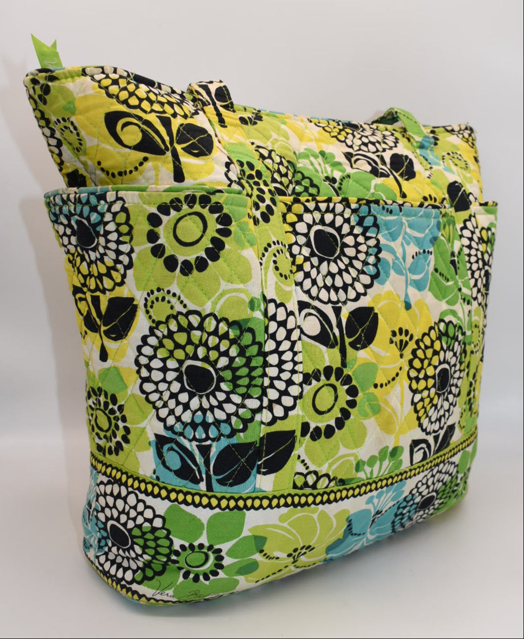 Vera Bradley "Go Around" Large Tote Bag in "Lime's Up" Pattern