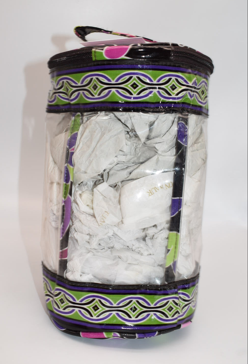 Vera Bradley Clear Toiletry Bag in "Purple Punch" Pattern