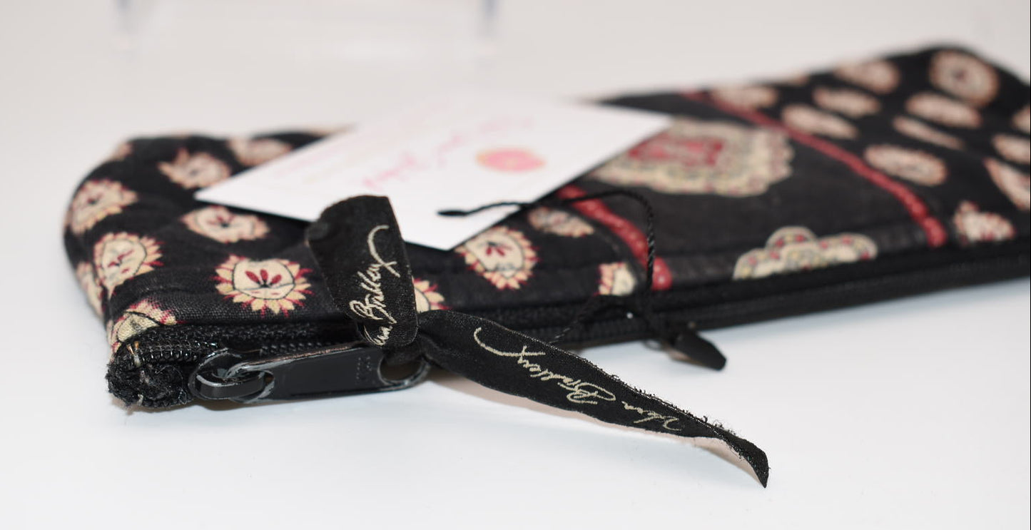 Vera Bradley Brush & Pencil Cosmetic Zip Pouch in "Classic Black" Pattern
