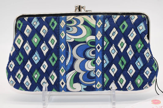 Vera Bradley Double Kisslock Wallet in "Mediterranean Blue" Pattern