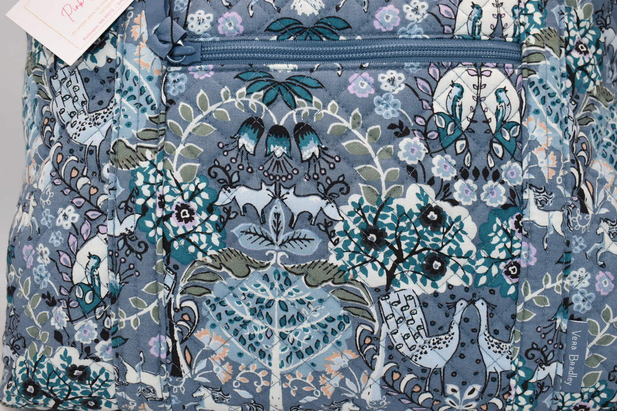 Vera Bradley Large Vera Tote Bag in "Enchantment Blue" Pattern