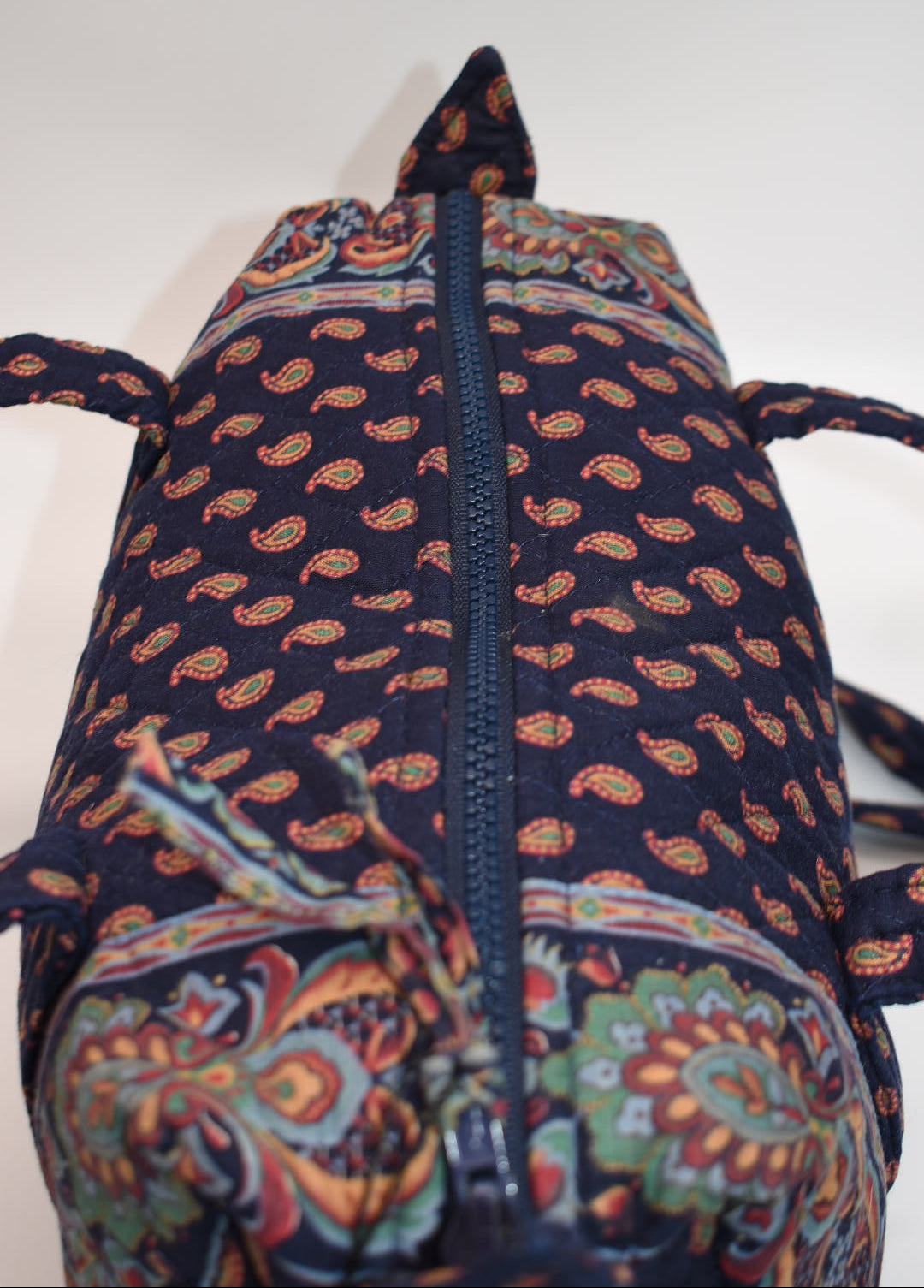 Vintage Vera Bradley Barrel Shoulder Bag in "Regency Blue 1987" Pattern