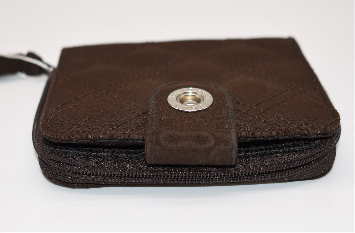 Vera Bradley Microfiber Mini Zip Wallet in Espresso