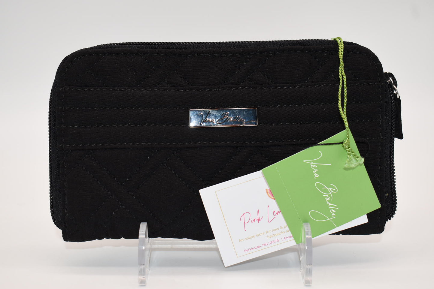 Vera Bradley Zip Around Wallet/ Demi Clutch in Microfiber Black