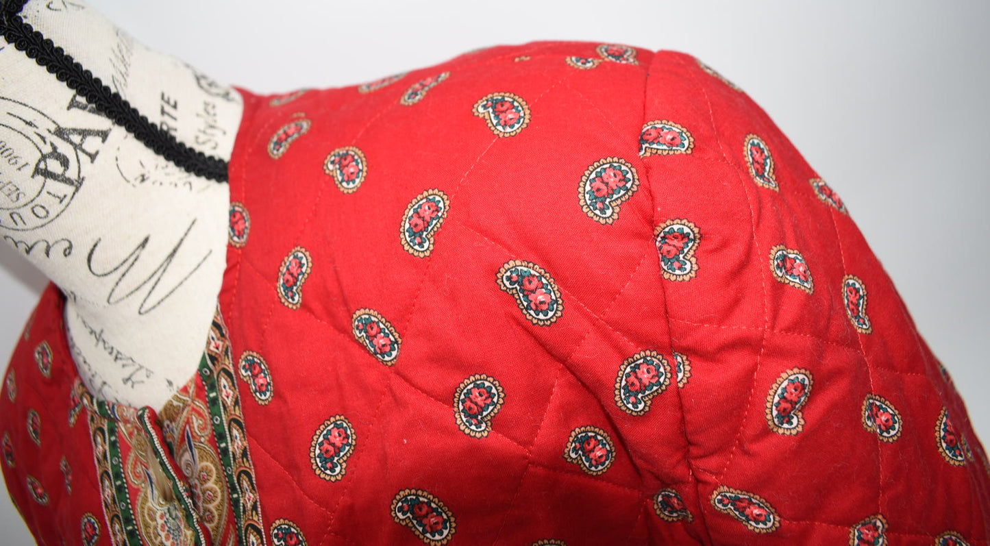 Vintage Vera Bradley Quilted Medium Jacket in "Apple Red - 1991" Pattern