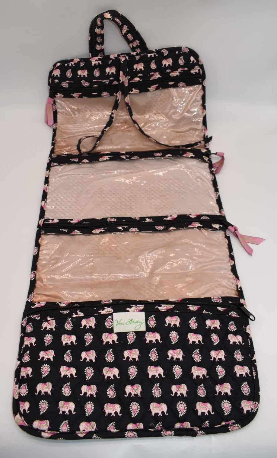 Vera Bradley Travel Cosmetic & Toiletry Organizer in "Pink Elephants" Pattern