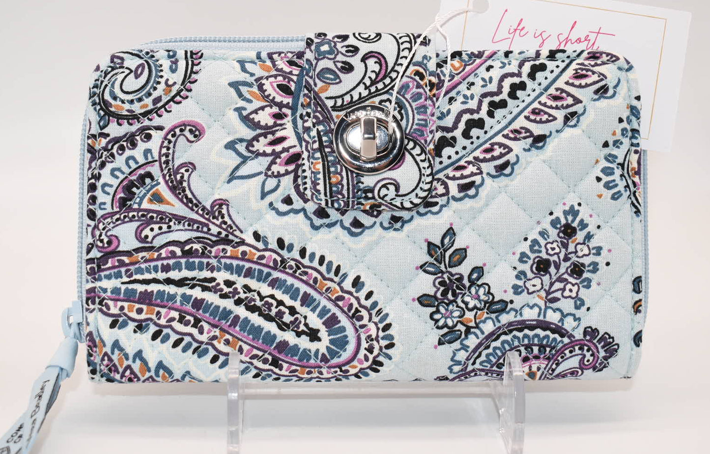 Vera Bradley RFID Turnlock Wallet in "Soft Sky Paisley" Pattern