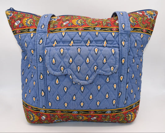 Vintage Vera Bradley Villager Tote Bag in "French Blue -1999" Pattern