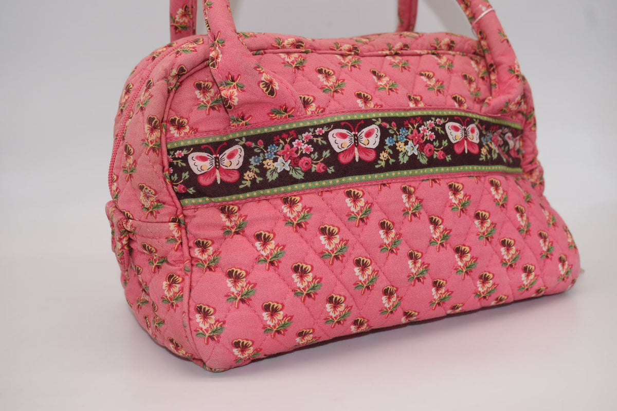 Vera Bradley Small Bowler Satchel Bag in "Pink Pansy" Pattern