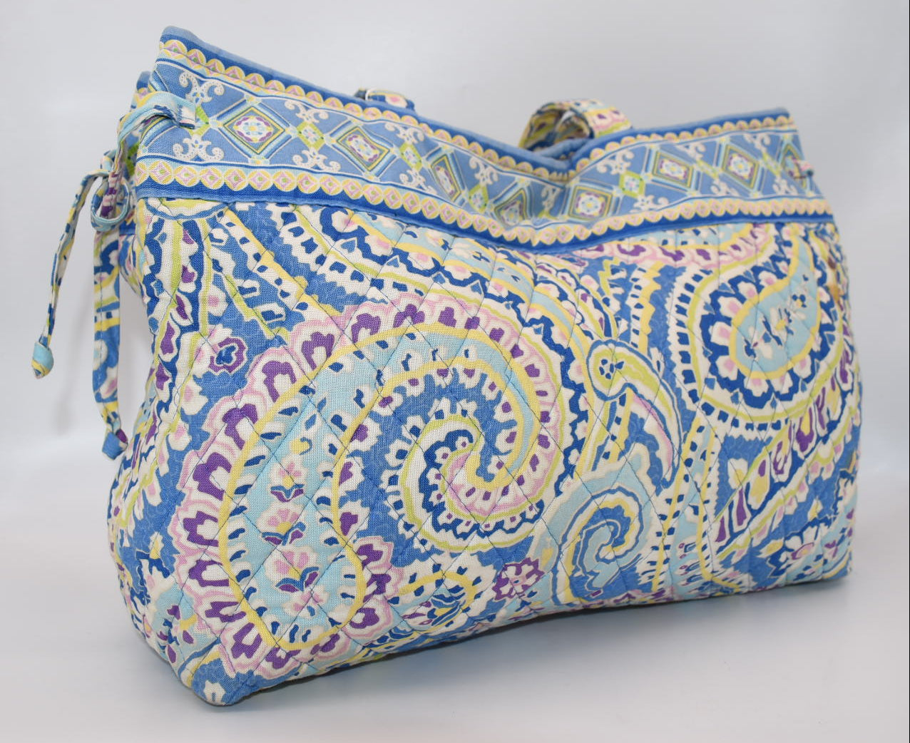 Vera Bradley East/West Tassel Tote Bag in "Capri Blue" Pattern