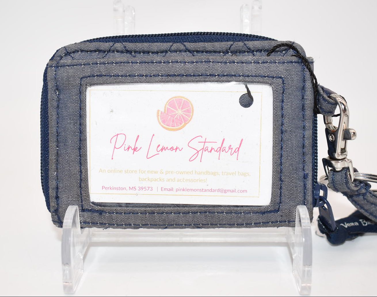 Vera Bradley Small Zip-Around Wallet & Lanyard in Moonlight Navy