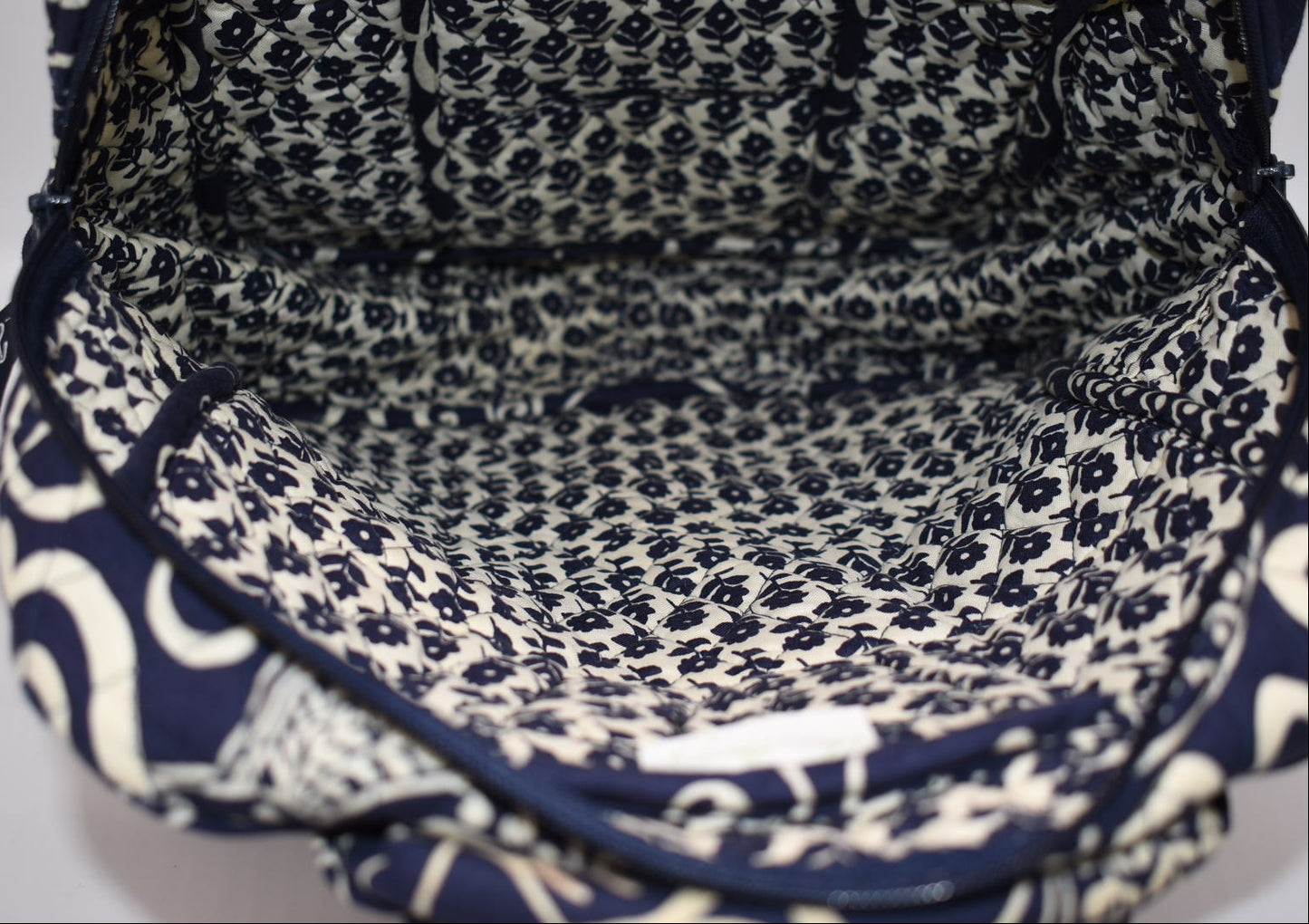 Vera Bradley Large Ultimate Backpack in "Twirly Birds- Navy" Pattern