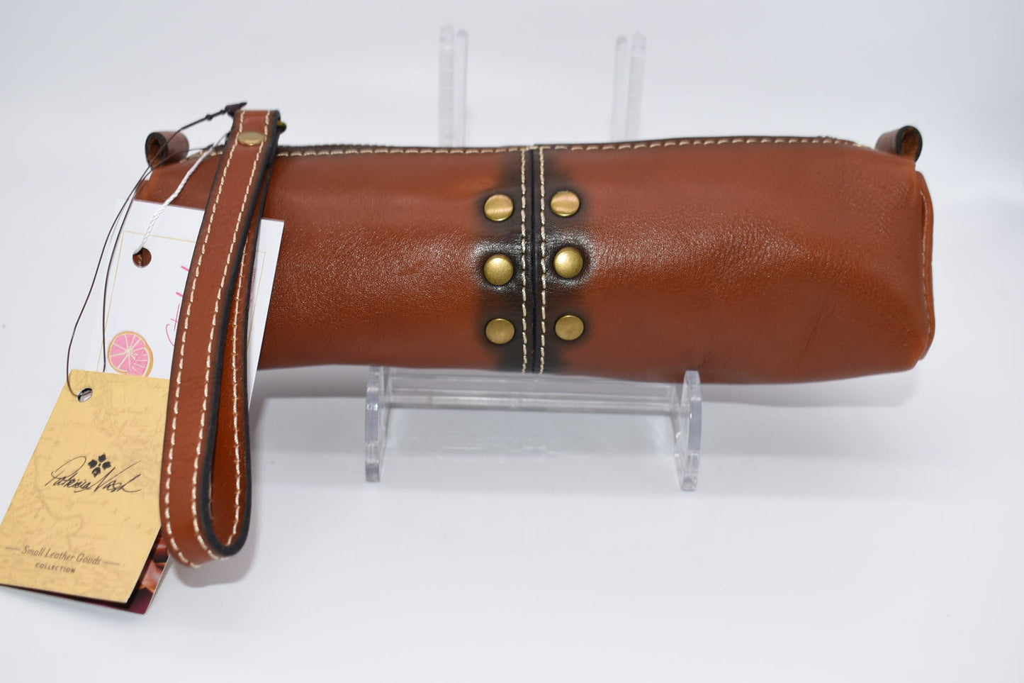 Patricia Nash Isla Oblong Zip Pouch Wristlet in Tan