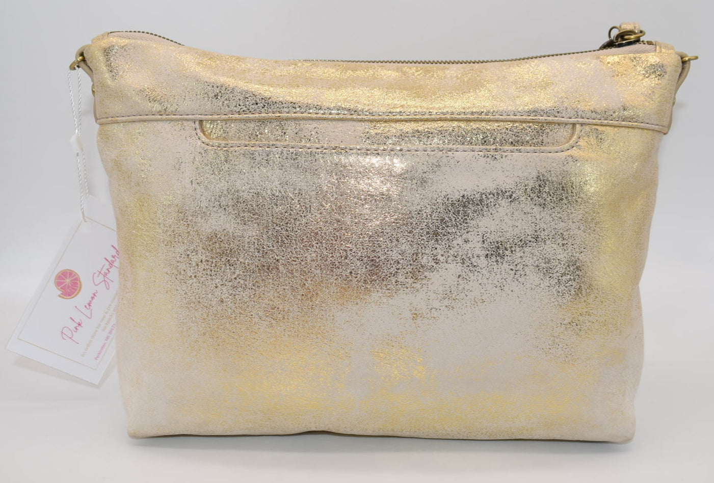HOBO INTL Leather Convertible Crossbody Bag in Gold Leaf Shimmer