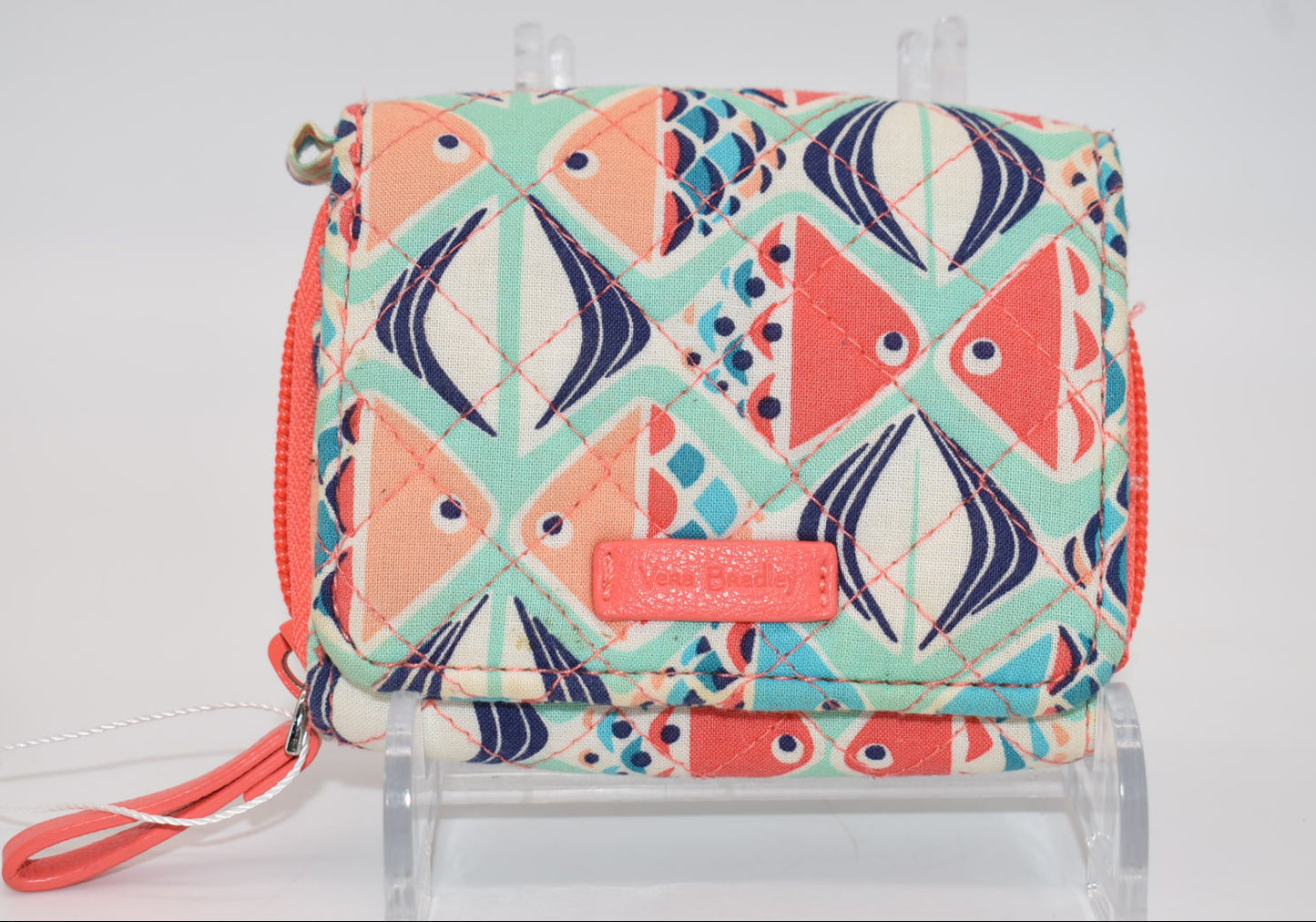 Vera Bradley RFID Compact Wallet in "Go Fish - Coral" Pattern