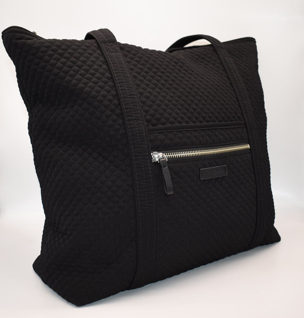 Vera Bradley Large Iconic Microfiber Vera Tote Bag in Black
