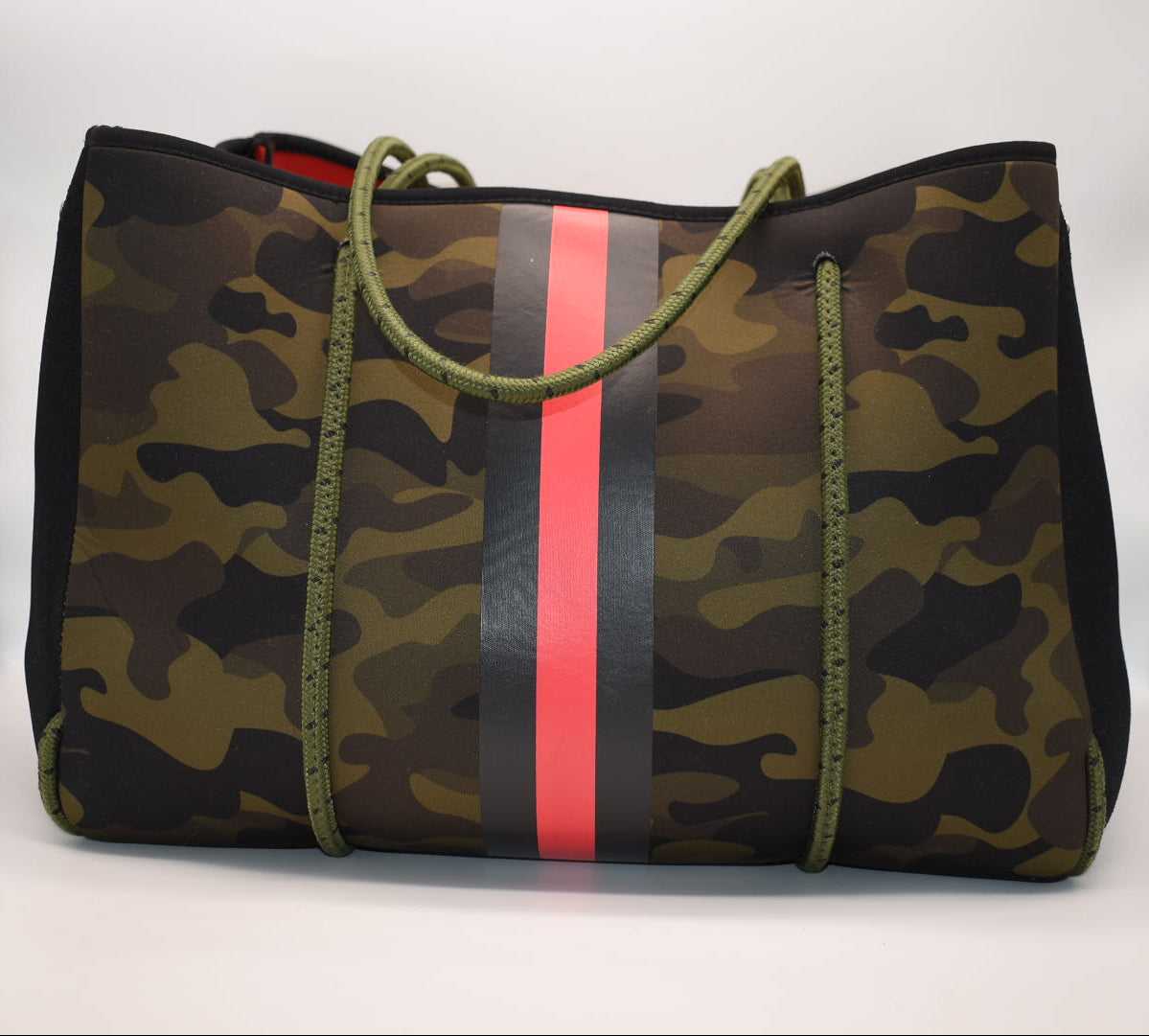 Haute Shore Grayson Show-off Neoprene Tote Bag in Camo & Red