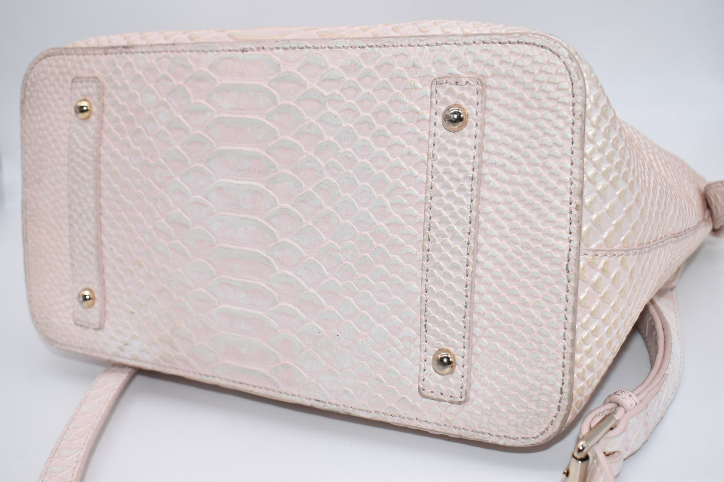 Dooney & Bourke Pink Pearl Croc Domed Satchel Bag