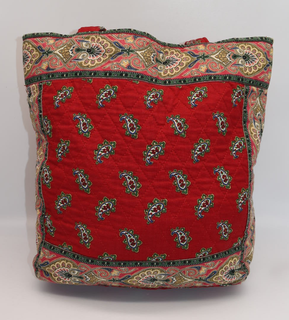 Vintage Vera Bradley Quilted Cotton Tote Bag in "Red- 1991" Pattern