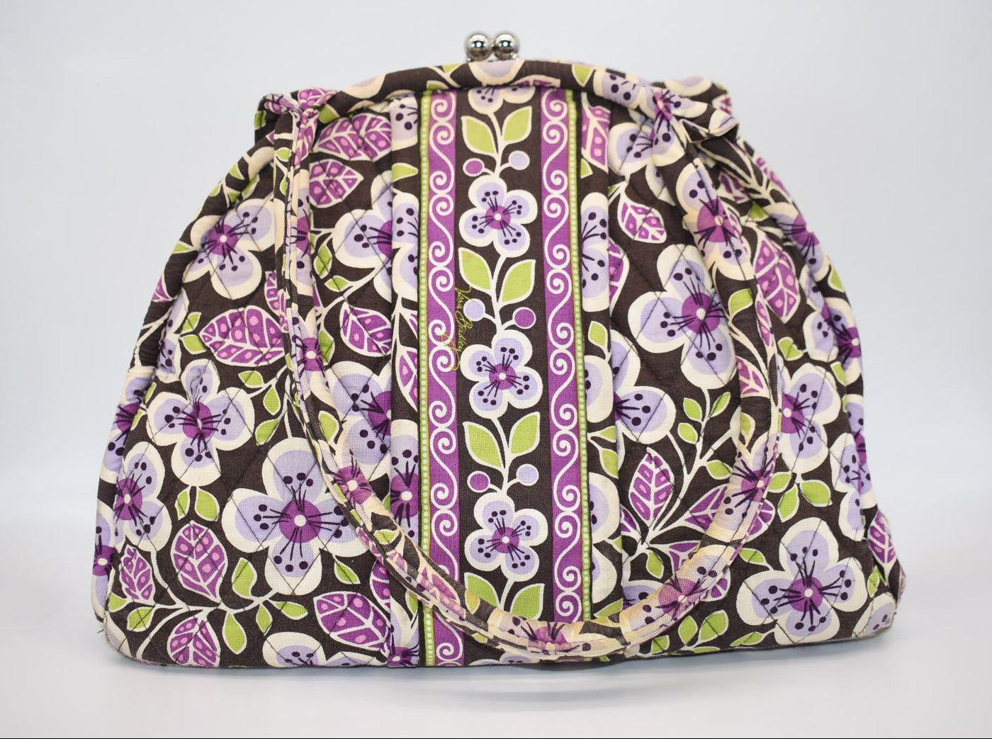 Vera Bradley Eloise Frame Satchel Bag in "Plum Petals" Pattern