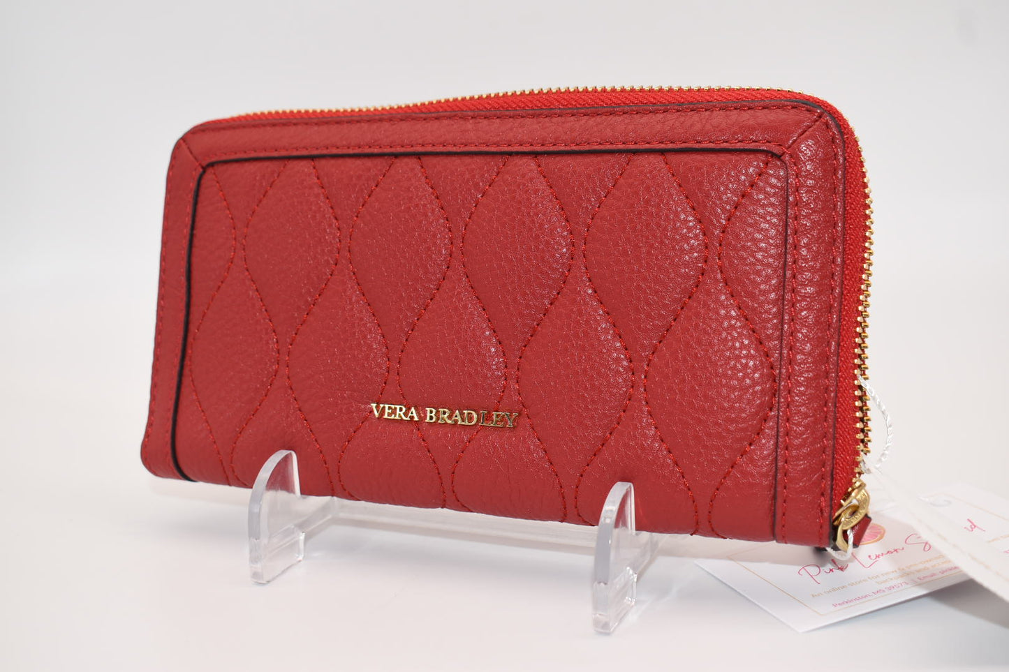 Vera Bradley Quilted Leather Georgia Wallet in Tango Red