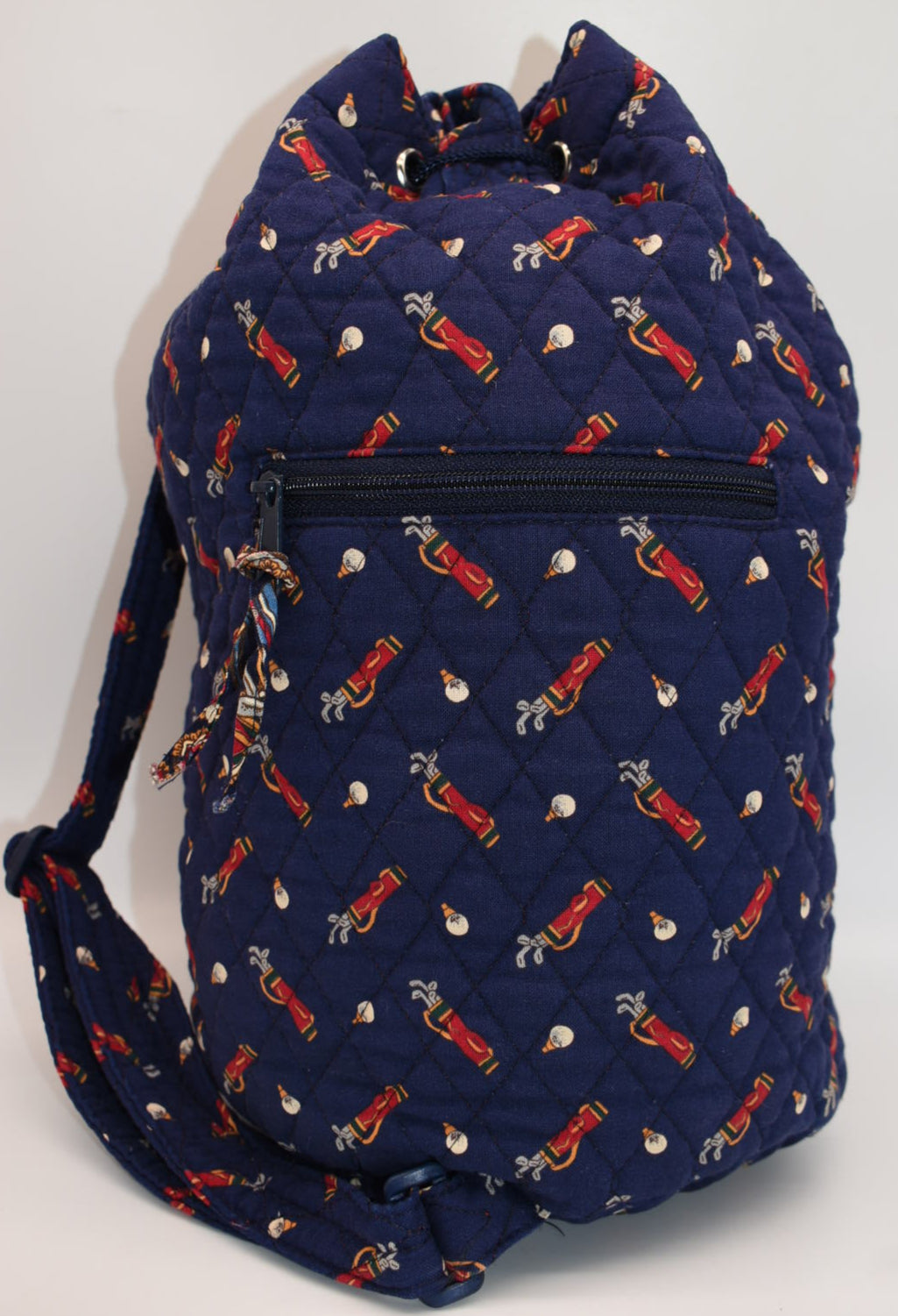 Vintage Vera Bradley Drawstring Sling Bag in "Golf Navy - 1995" Pattern