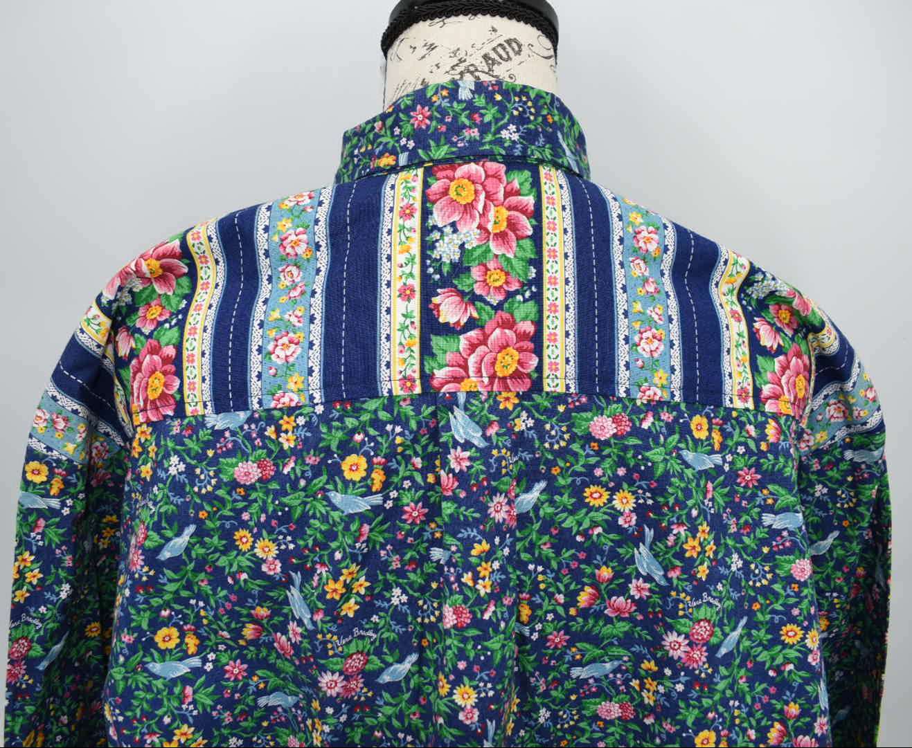 Vintage Vera Bradley Large Button-Up Long Sleeve Shirt in "Bluebird - 1998" Pattern