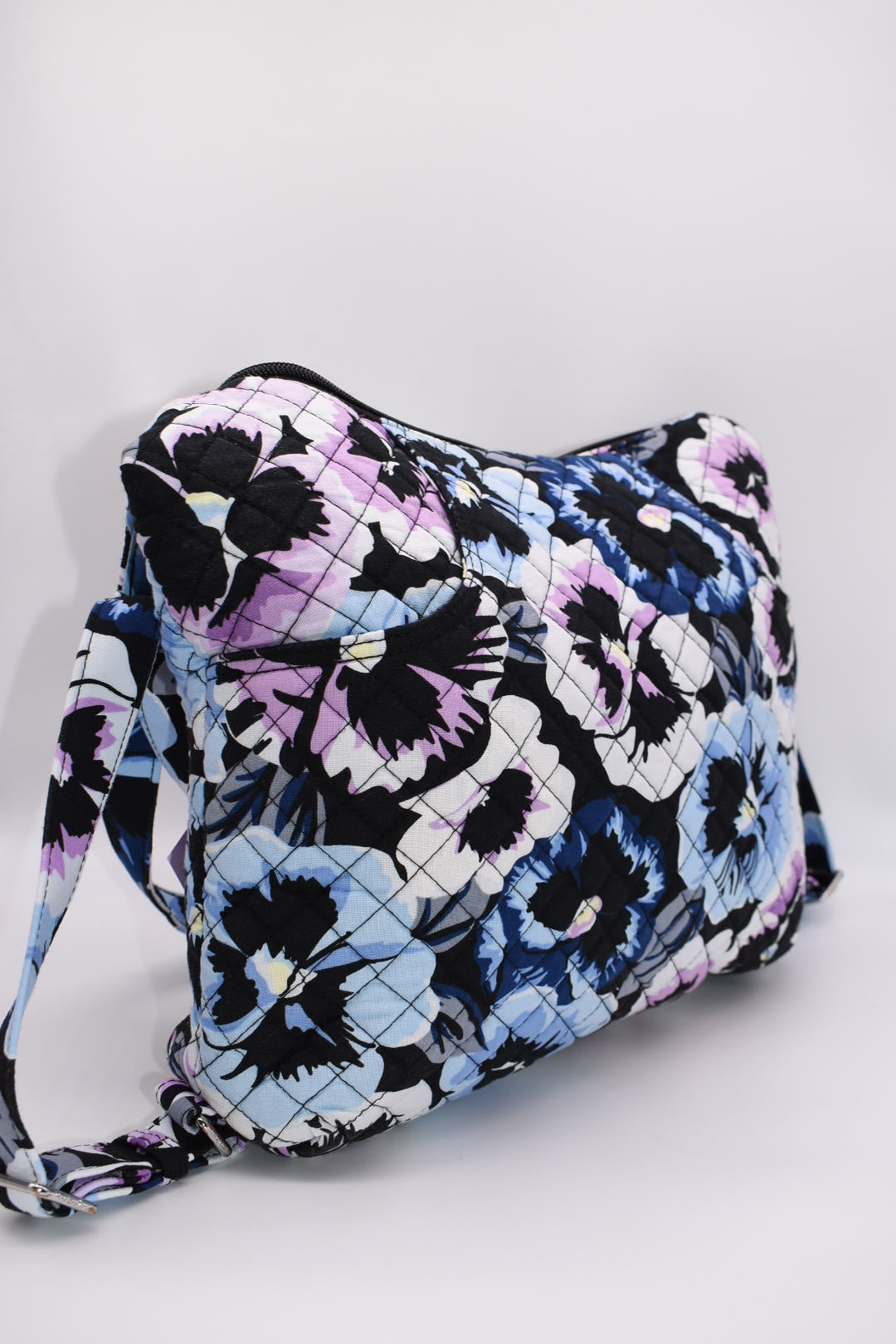 Vera Bradley Convertible Backpack Shoulder Bag in Plum Pansies