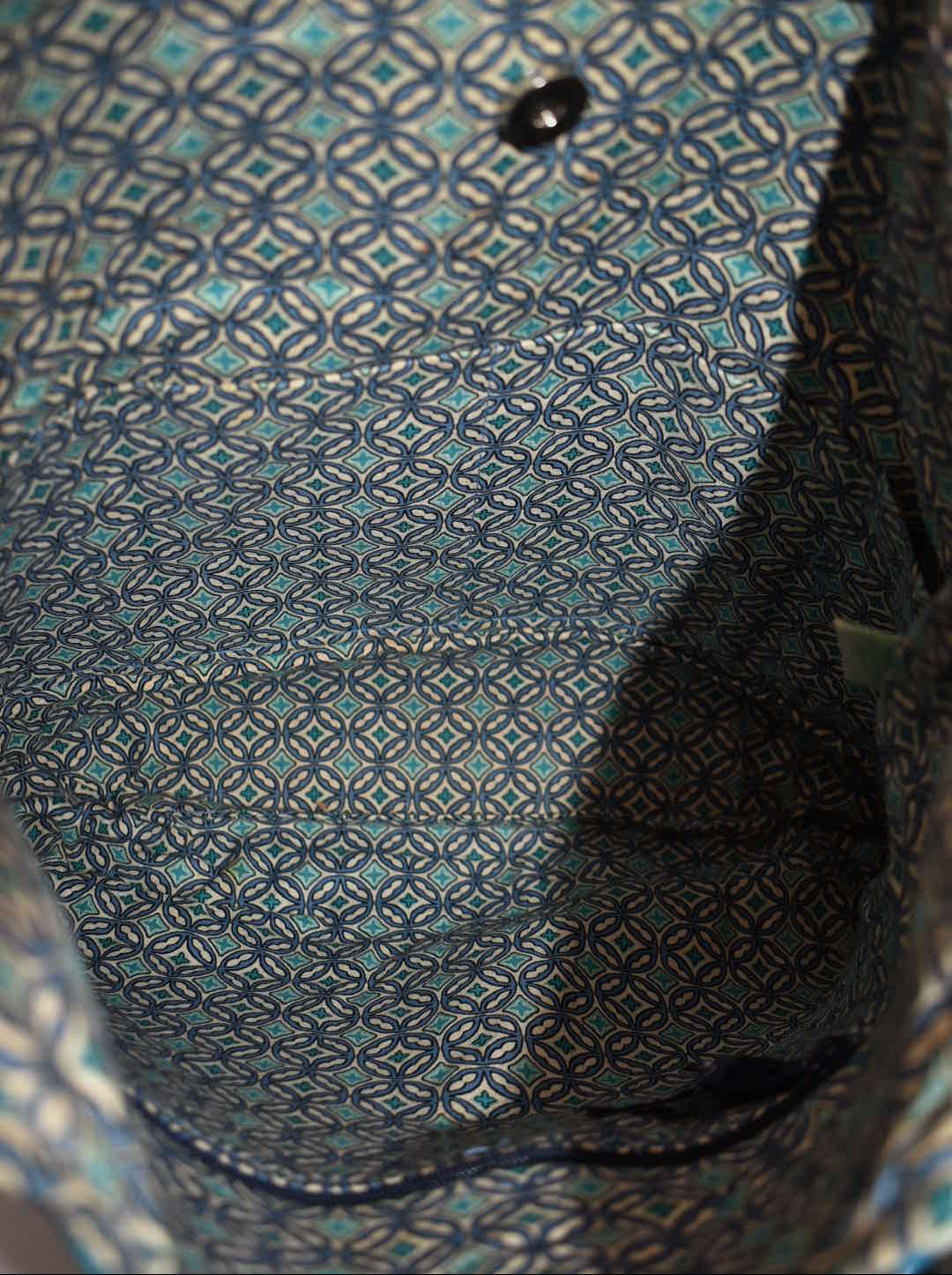 Vera Bradley Large Curvy Tote Bag in "Mod Floral Blue" Pattern