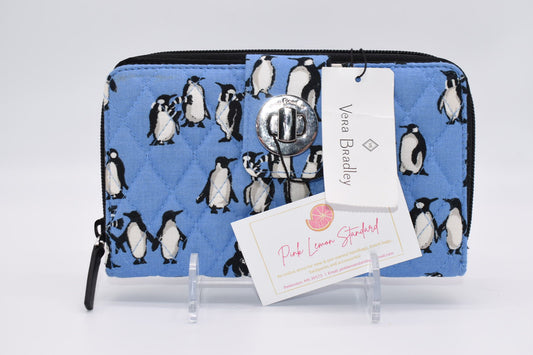 Vera Bradley Turnlock Wallet in "Playful Penguins Blue" Pattern