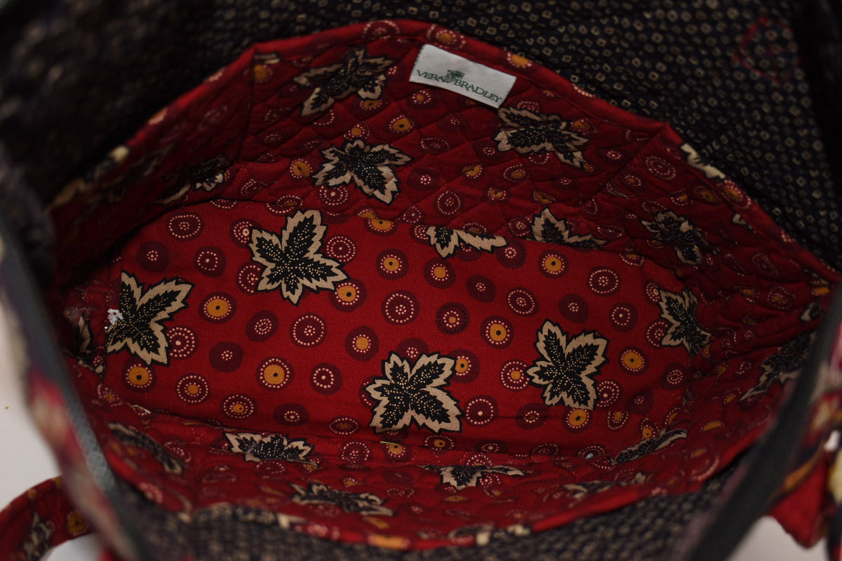 Vintage Vera Bradley Villager Tote Bag in "Red Coin -1999" Pattern