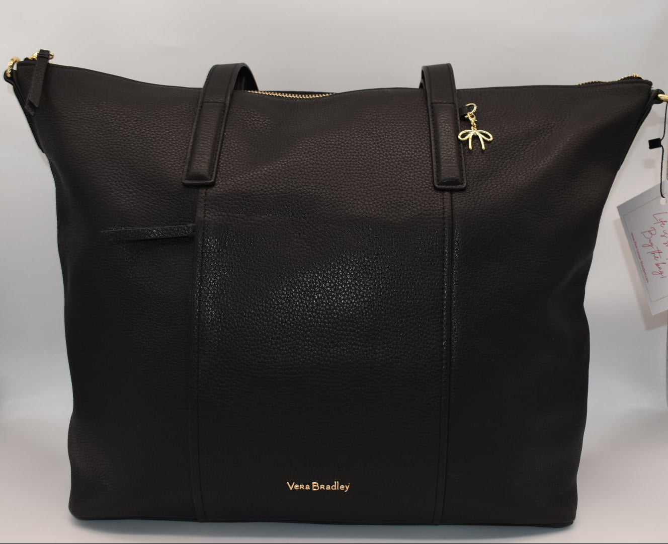 Vera Bradley Large Leather Charlie Tote Bag in Black
