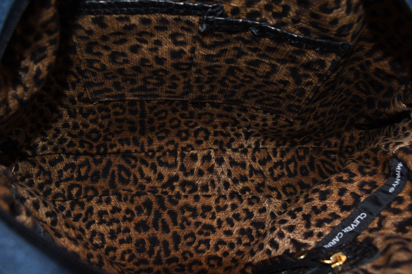 Clever Carriage Company Leopard & Denim Satchel Bag