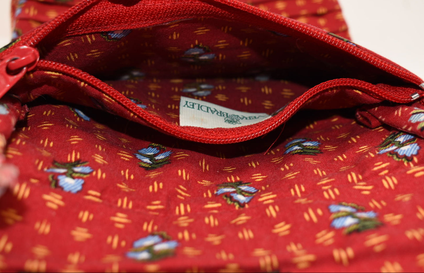 Vintage Vera Bradley Strap Crossbody Wallet in "Provincial Red-2000" Pattern