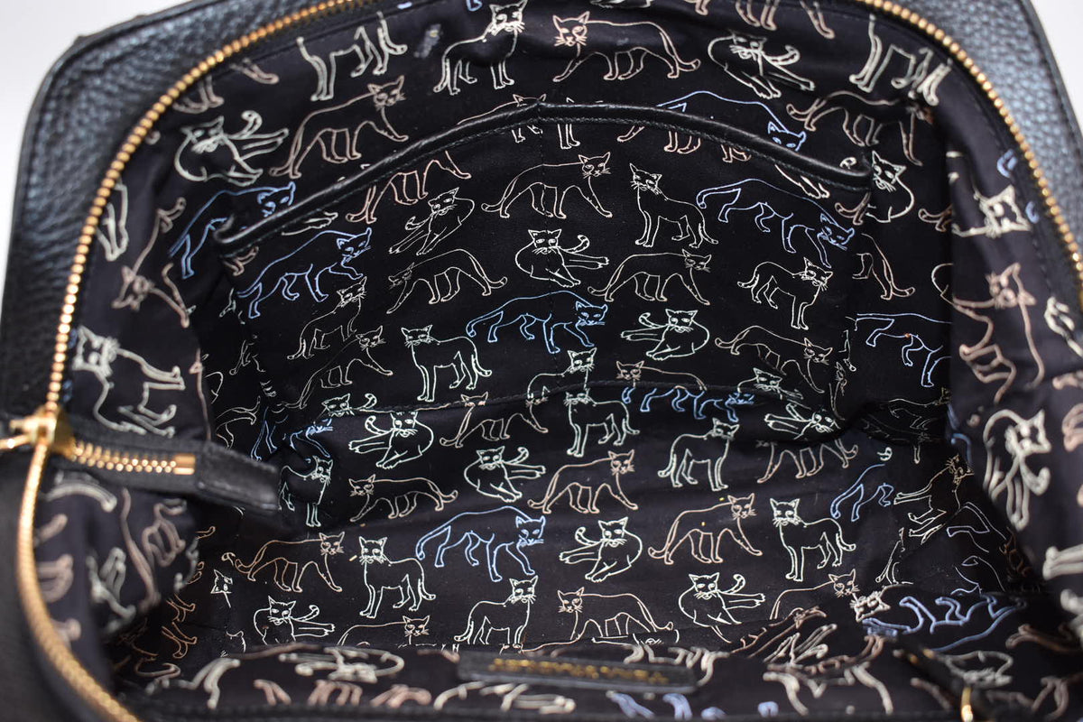 Vera Bradley Large Stella Satchel Bag in Leather & Calf Hair - Cheetah Black