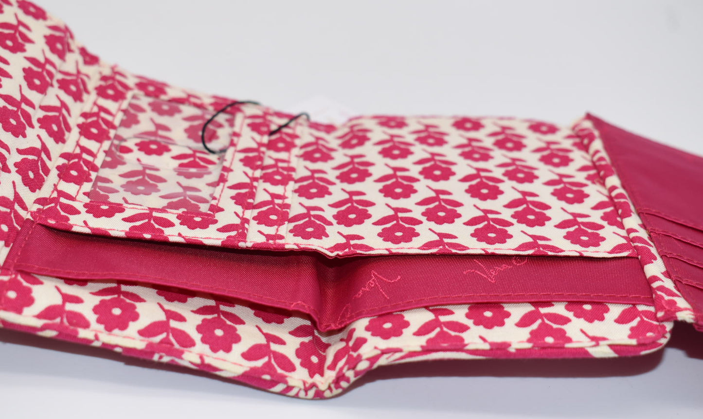 Vera Bradley Trifold Euro Wallet in "Twirly Birds Pink" Pattern