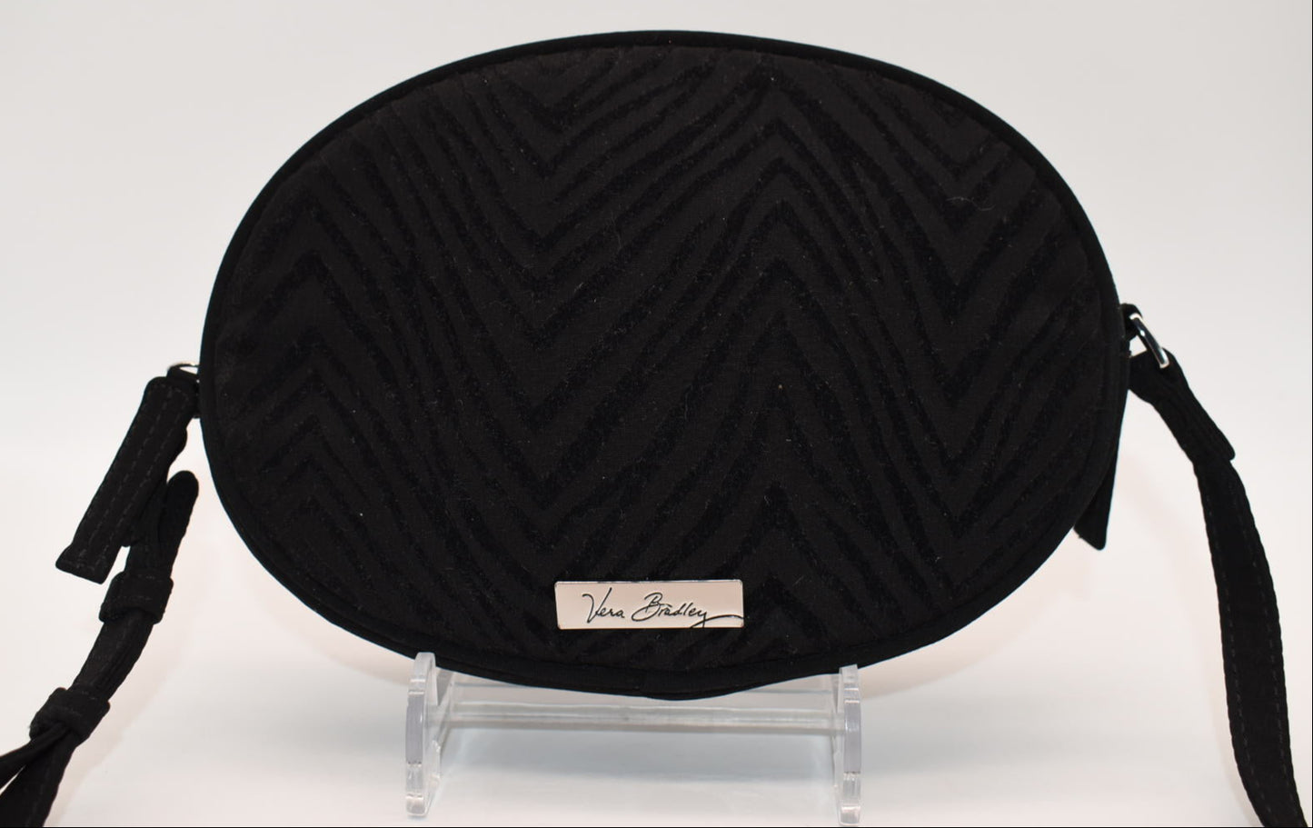 Vera Bradley Oval Crossbody Bag in Classic Black & Zebra Flock