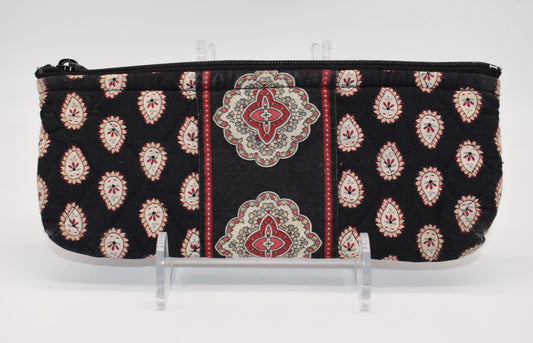 Vera Bradley Brush & Pencil Cosmetic Zip Pouch in "Classic Black" Pattern
