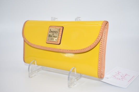 Dooney & Bourke Patent Continental Clutch Wallet in Yellow